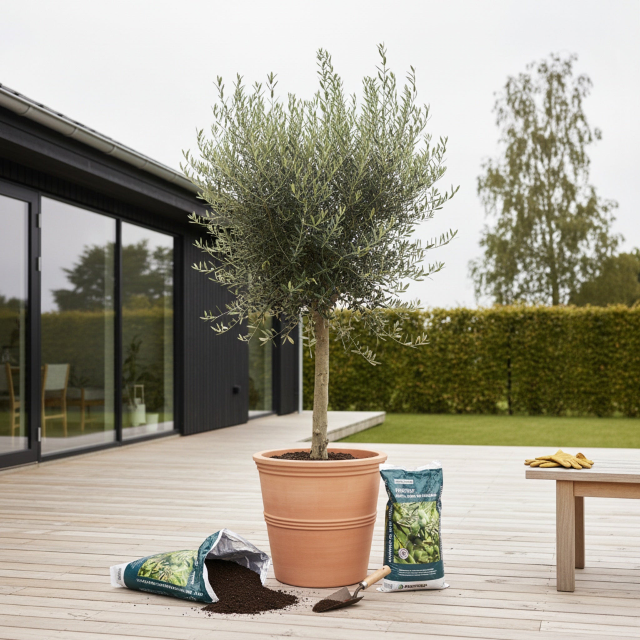 Oliventræ +35år + Terra Vita Krukke, Ø55cm (1 stk. Omplantet)